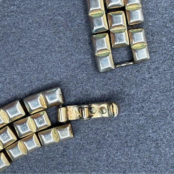 Vintage Crown Trifari Gold-Tone Double Row Geometric Link Choker Necklace 50s - Picture 7 of 8